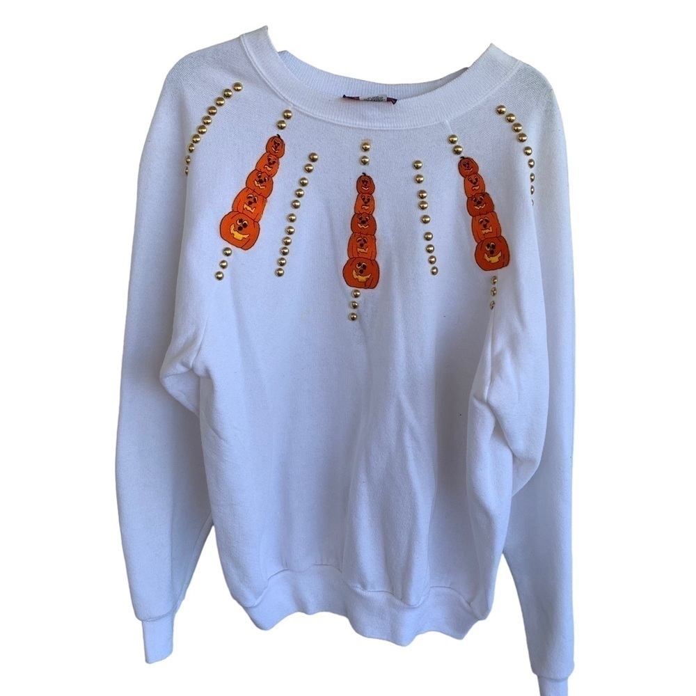 Vintage Halloween Pumpkins Crewneck Sweatshirt Adult Large Women’s 90s Sweater